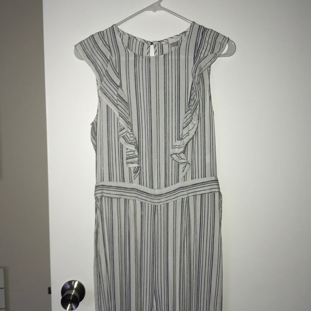 Lauren Conrad Striped Ruffle Cropped Jumpsuit